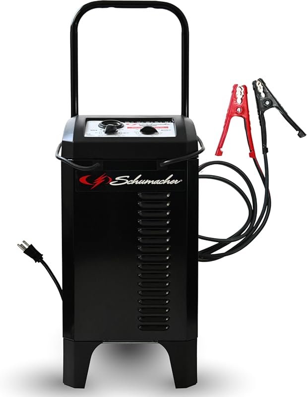 Schumacher Electric 10A Car Battery Charger: Wheeled Manual with 200A Engine Starter & Boost Features