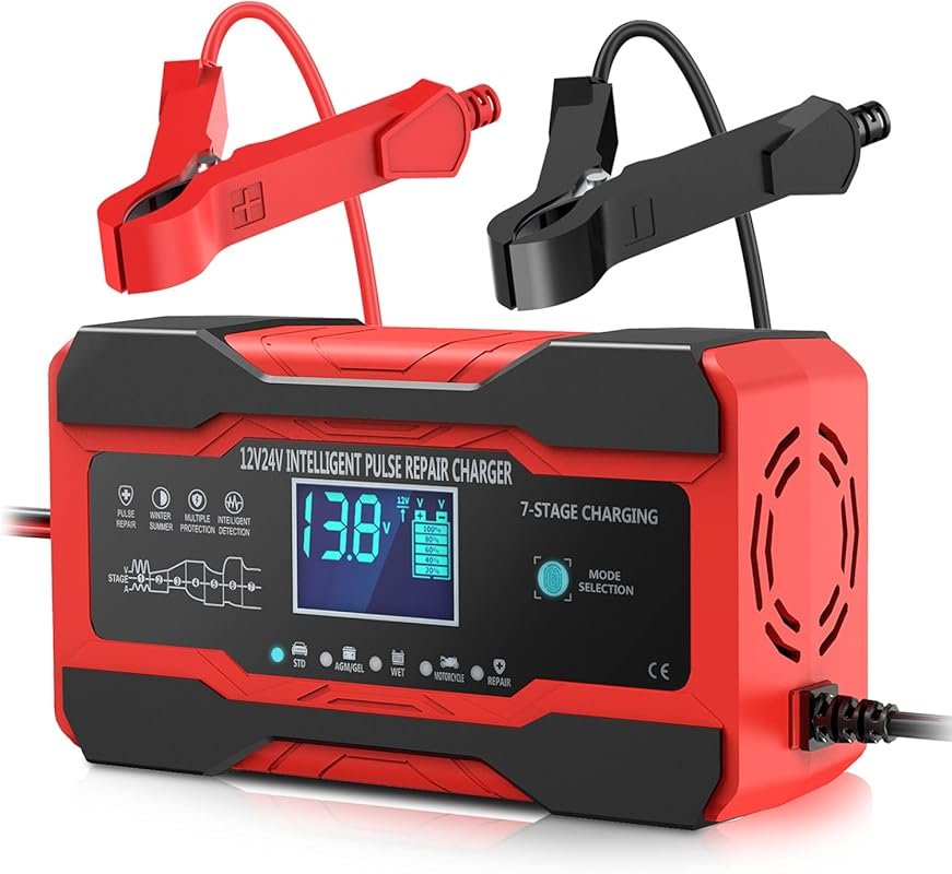 YONHAN 10-Amp Smart Car Battery Charger: Fully-Automatic Trickle Charger & Maintainer for 12V/24V Batteries