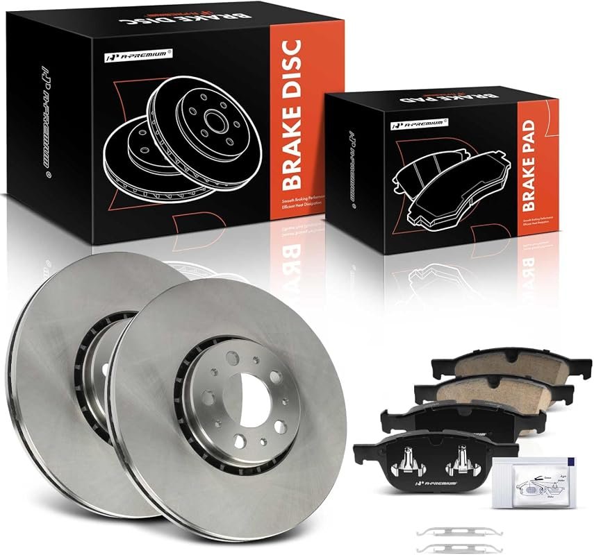 A-Premium Front Vented Disc Brake Rotors and Ceramic Pads Kit for Volv