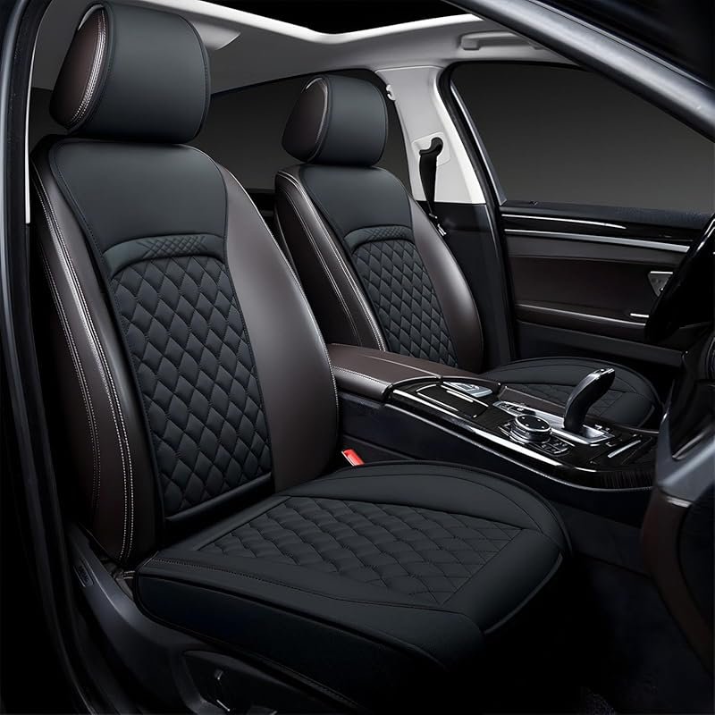 Stylish Leather Waterproof Front Car Seat Covers for Volvo XC90 XC60 XC40 V60 C40 V90 S70 S40 S60 S90 - 2 Pack, Black