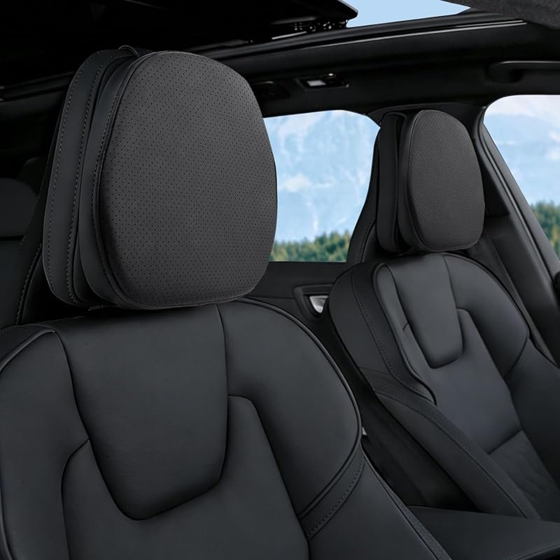 Comfortable 2 Pack Car Headrest Pillow for Volvo XC90 XC60 XC40 S60 S90 EX30 EX90 V60 V90, Soft Neck Support Cushion - Black