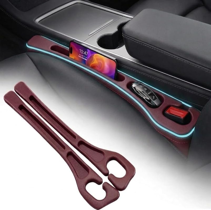 Seat Gap Filler 2 Pack with Storage for Phone & Keys - High-Density Elastic Organizer