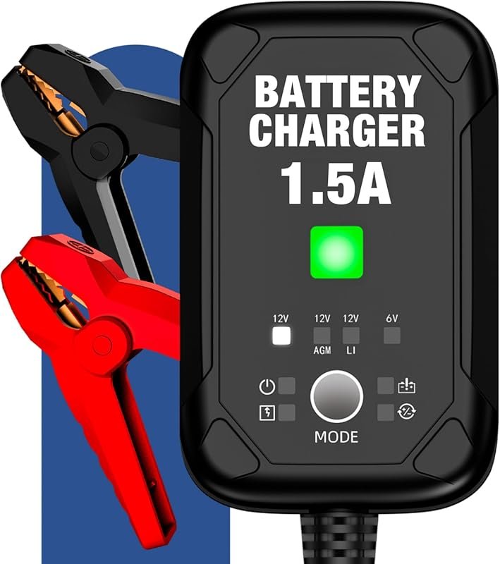 1.5A 6V/12V Car Battery Charger: Automatic Trickle Maintainer & Desulfator with Overcharge Protection