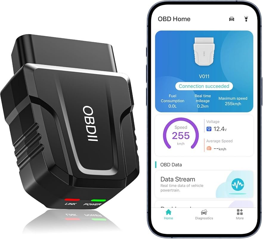 Bluetooth 5.4 OBD2 Scanner for iOS/Android Cars & Trucks, Live Data, Check Engine Codes, Performance Tests