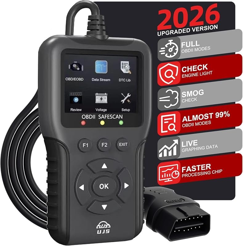 2026 Enhanced OBD2 Scanner with Live Data, 65,000+ Codes, I/M Readiness, Battery Voltage Test for 1996+ Vehicles