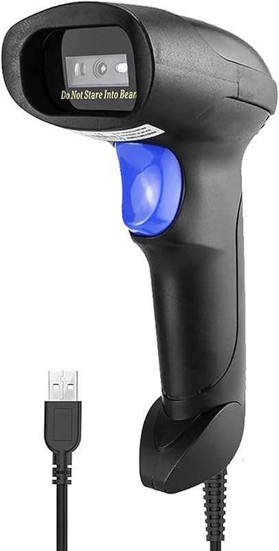 NetumScan USB 1D Barcode Scanner reads UPC from screens, handheld CCD, plug-and-play 1.8m cable