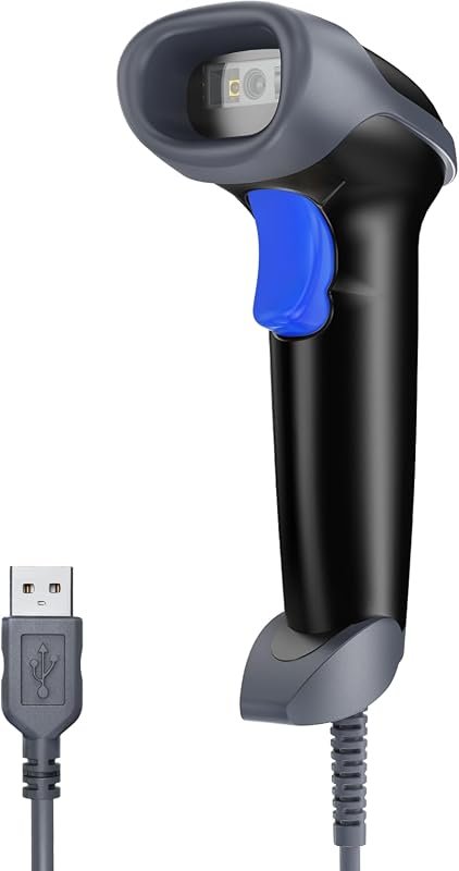 Eyoyo USB handheld 2D QR barcode scanner, auto-sensing, long cable; supports PDF417, Data Matrix for POS.