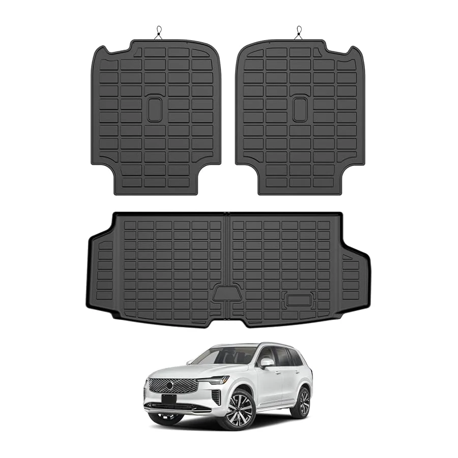 Mixsuper cargo liner and backrest protector for Volvo XC90 2016-2026, all-weather TPE, custom fit, easy-clean