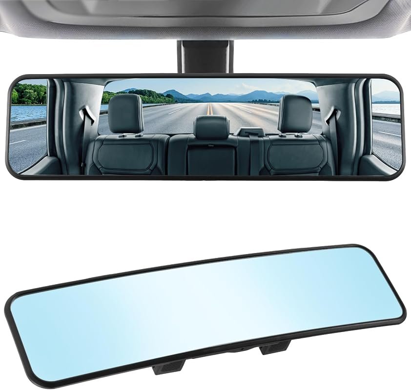 Universal 11.3-inch anti-glare rearview mirror, wide-angle convex clip-on eliminates blind spots for cars, SUVs, trucks