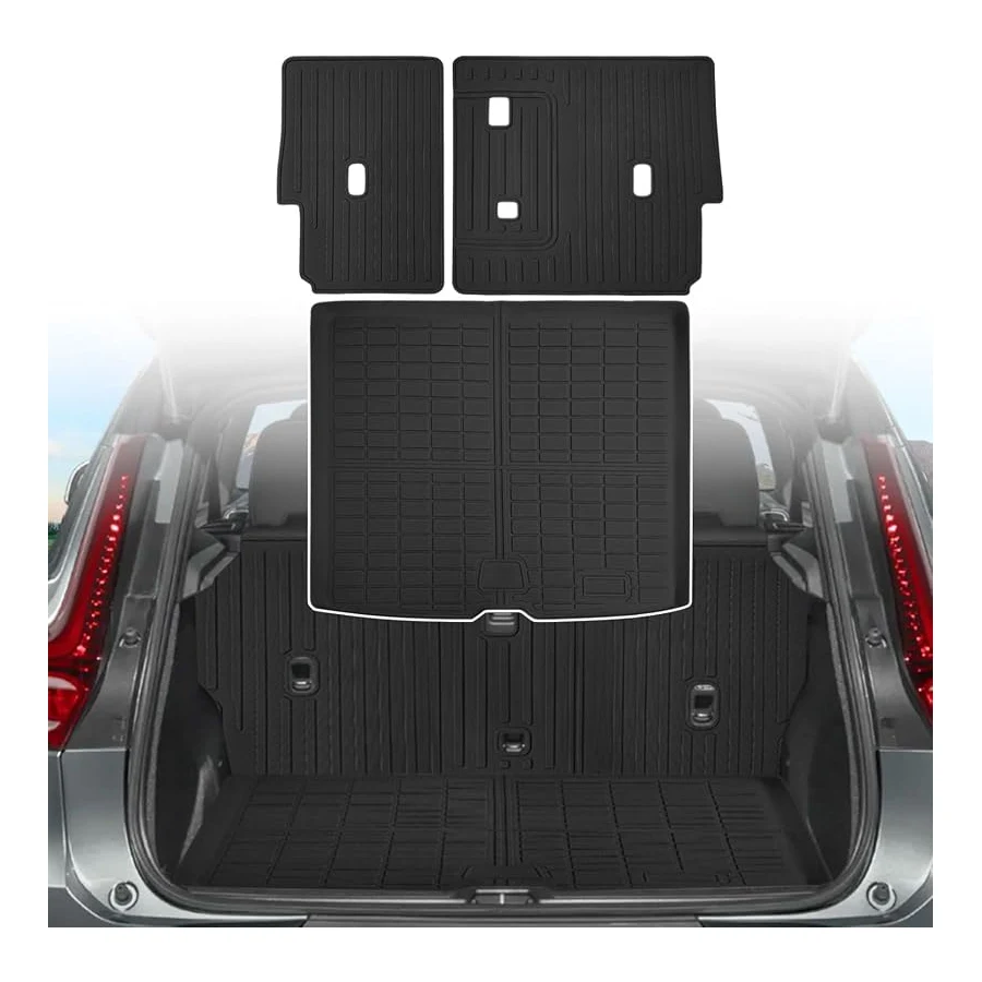 Rear Trunk Mat and Seat-Back Cover for Volvo XC40 2018-2026, C40 2022-2024, All-Weather Anti-Slip 3-Piece.