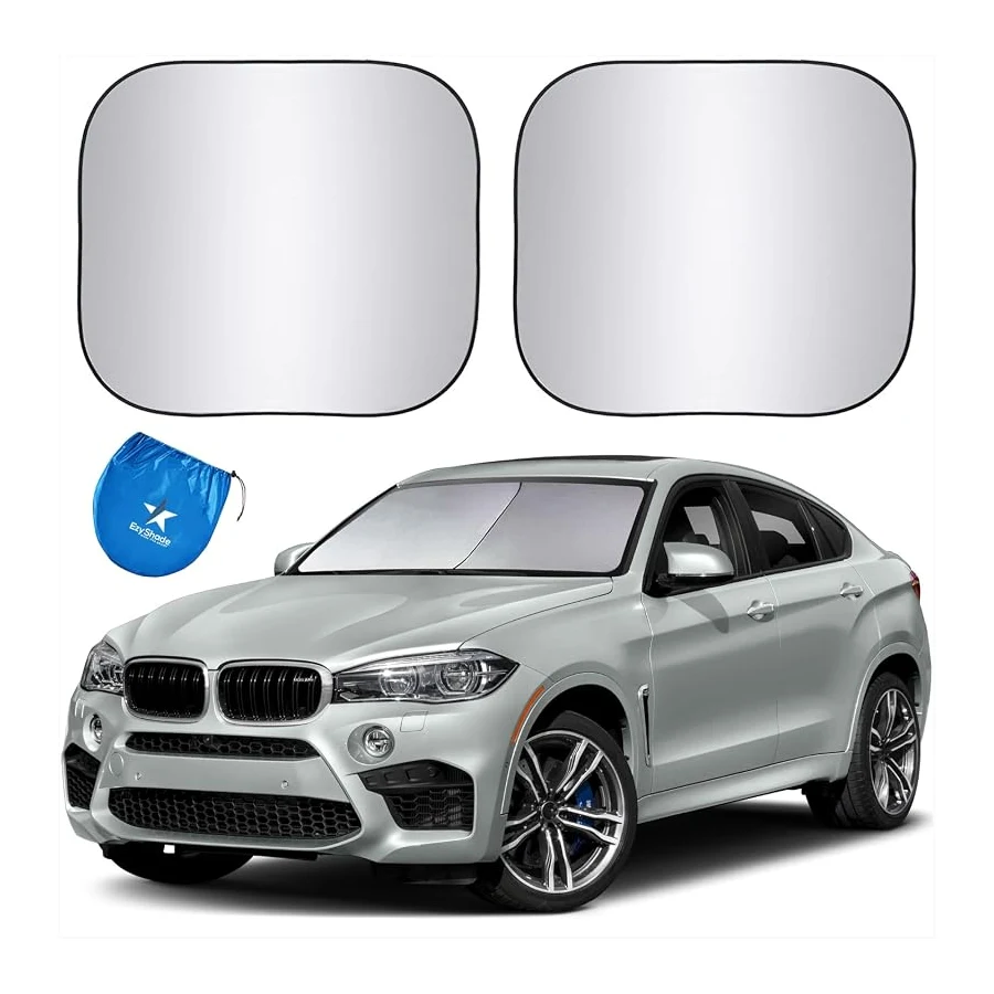 EzyShade Car Windshield Sun Shade. See Vehicle Size-Chart. Medium  Size | Foldable 2-Piece Sunshade
