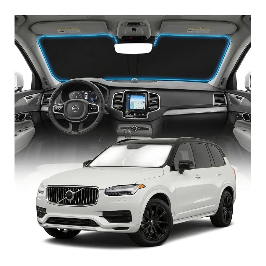 Custom-fit windshield sun shade for Volvo XC90 2016-2026, foldable UV protection heat shield