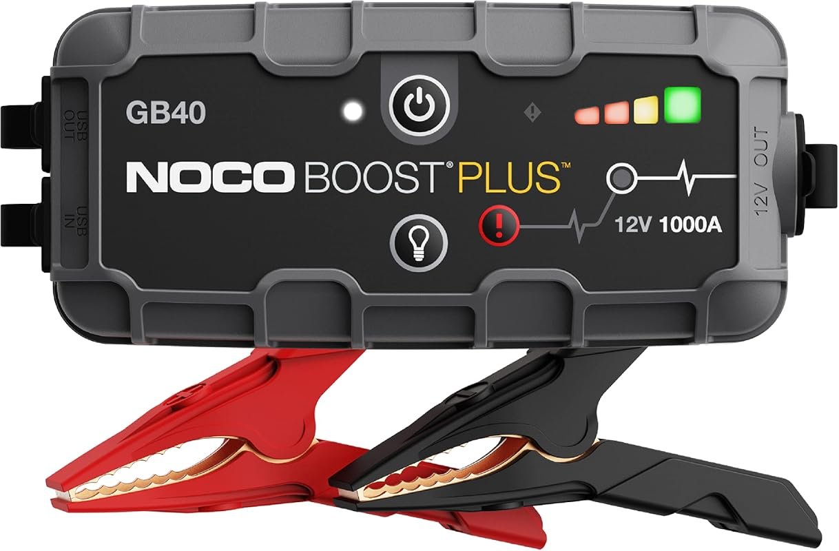 NOCO Boost GB40 1000A 12V UltraSafe lithium jump starter, spark-proof and reverse polarity, for 6.0L gas/3.0L diesel
