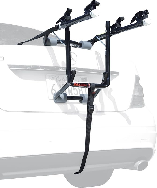 Allen Sports Deluxe 2-Bike Trunk Rack - Compact Design, Black/Silver, Easy to Install