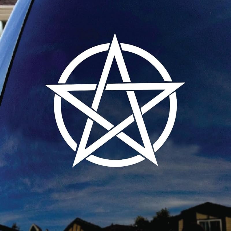 Unique Pentagram Band Car Truck Laptop Sticker Decal, 6-Inch Diameter for Personalization