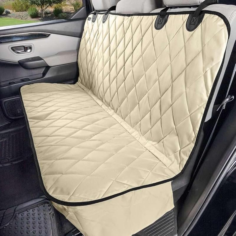4Knines Heavy-Duty Rear Seat Cover for Dogs - Fitted Tan Design for Ultimate Protection