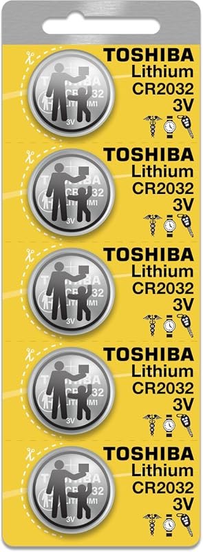 Toshiba CR2032 3 Volt Lithium Coin Battery - Pack of 5 for Versatile Use