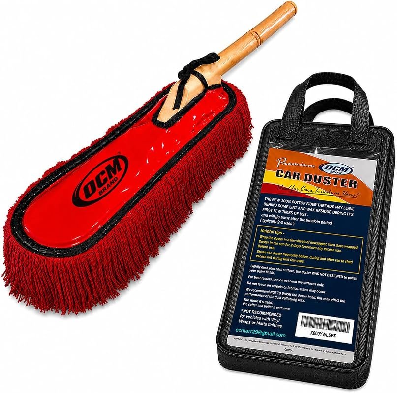 Premium Extra Large Car Duster with Solid Wood Handle & Storage Cover - Ideal for Professional Detailers