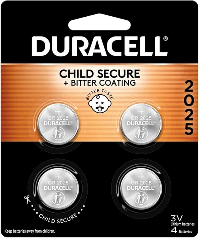 DURACELL® 2025 3V Lithium Coin Batteries - Pack of 4 for Long-lasting Usage