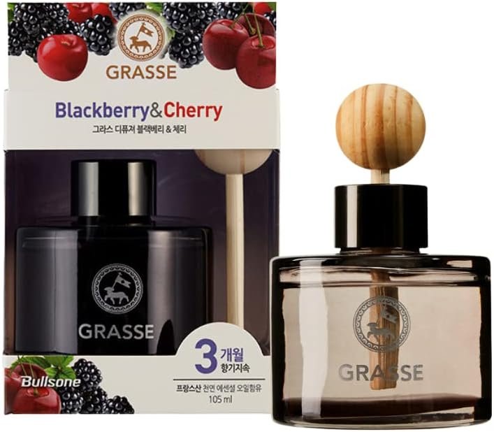 Bullsone Grasse Diffuser - Luxury Natural Car Air Freshener with Black Berry & Cherry Scent