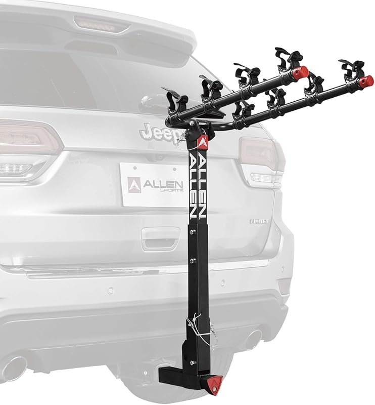 Allen Sports Deluxe Locking Quick Release 4-Bike Carrier for 2 Inch Hitch, Secure and Convenient, Model 542QR, Black