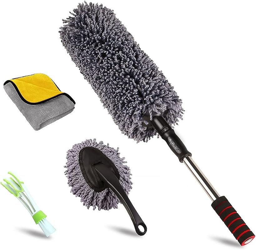 Ultimate Microfiber Car Duster Kit for Interior and Exterior Cleaning with Extendable Handle