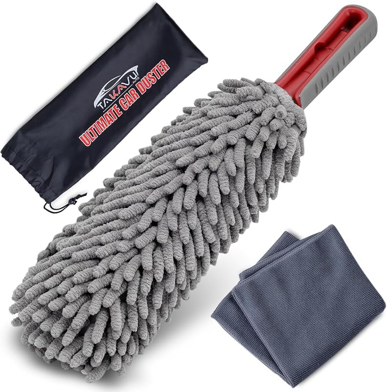 TAKAVU 360° Microfiber Car Duster for Lint and Scratch-Free Interior Cleaning