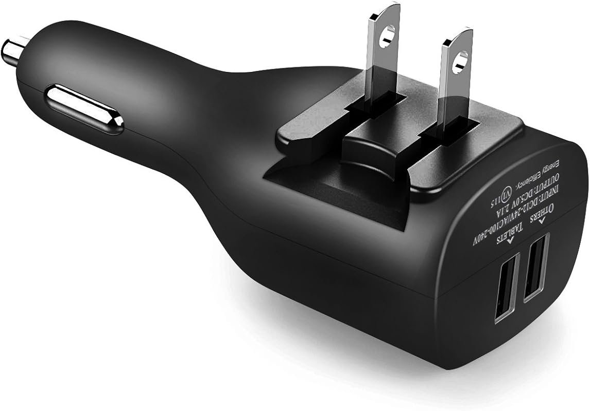 NDLBS Dual USB Wall and Car Charger with Travel Adapter for iPhone and Android Devices