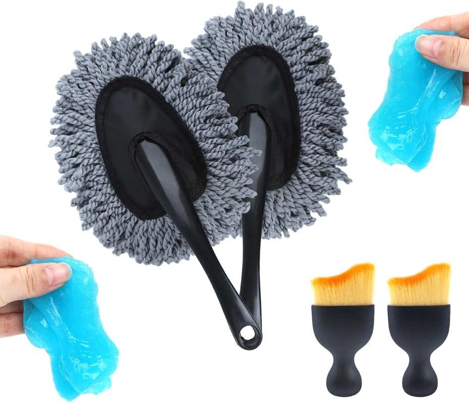 IPELY 6 Pack Car Cleaning Kit: Complete Set with Duster, Brush, and Cleaning Gel for Ultimate Vehicle Care