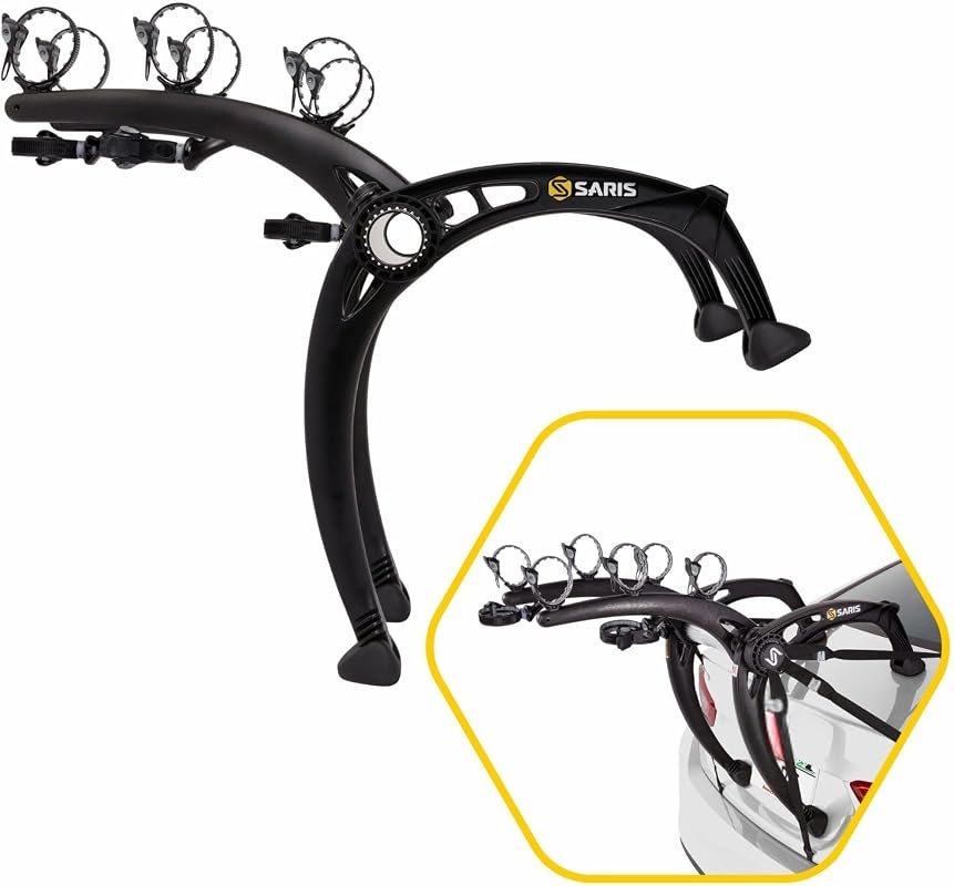 Saris Bones EX 3-Bike Trunk Rack - Durable, Rust-Free Carrier with Anti-Sway Straps, Made in USA