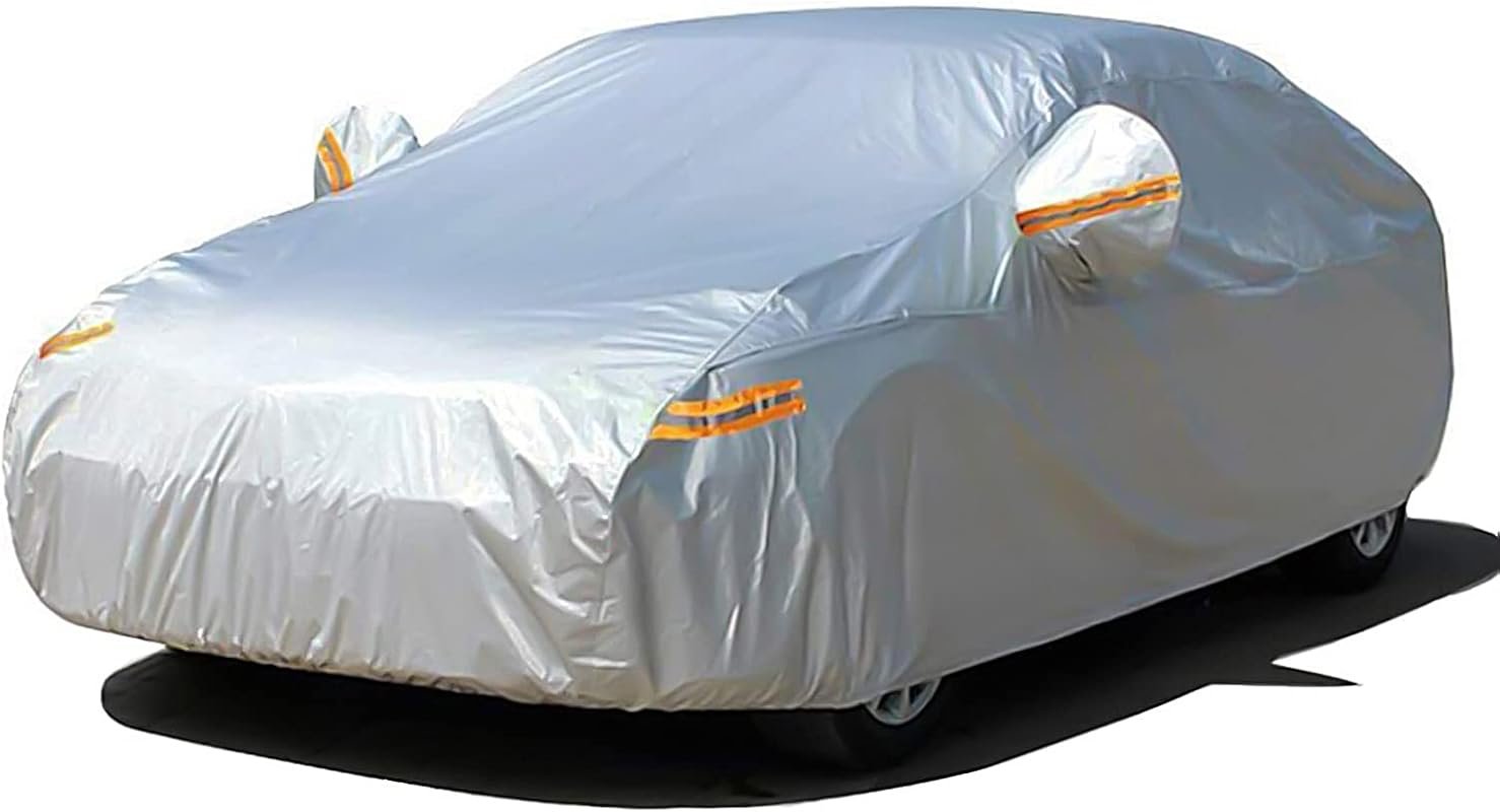 SEAZEN Universal Waterproof Car Cover - 2 Layer, UV Protection, Snowproof, Dustproof, Zipper for Sedans
