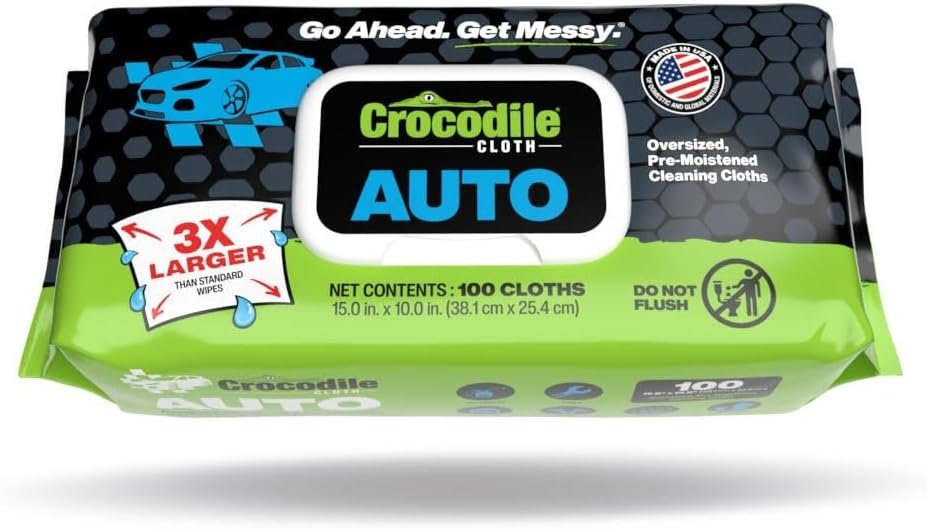 Crocodile Cloth Auto Degreasing Wipes, 100 Count for Tough Cleaning Tasks