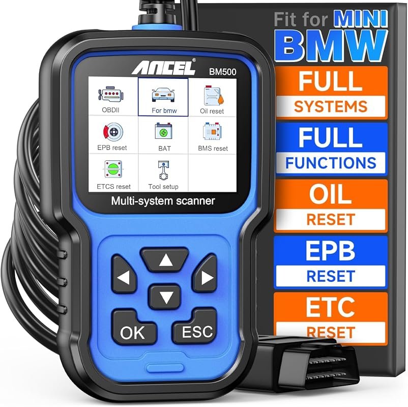ANCEL BM500 OBD2 Scanner for BMW & MINI: Full System Diagnostics, Simplified Resets, I/M Readiness
