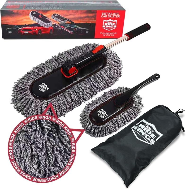 Auto Duster Set with Extendable Handle - Microfiber Brushes for Car Interior and Exterior Cleaning
