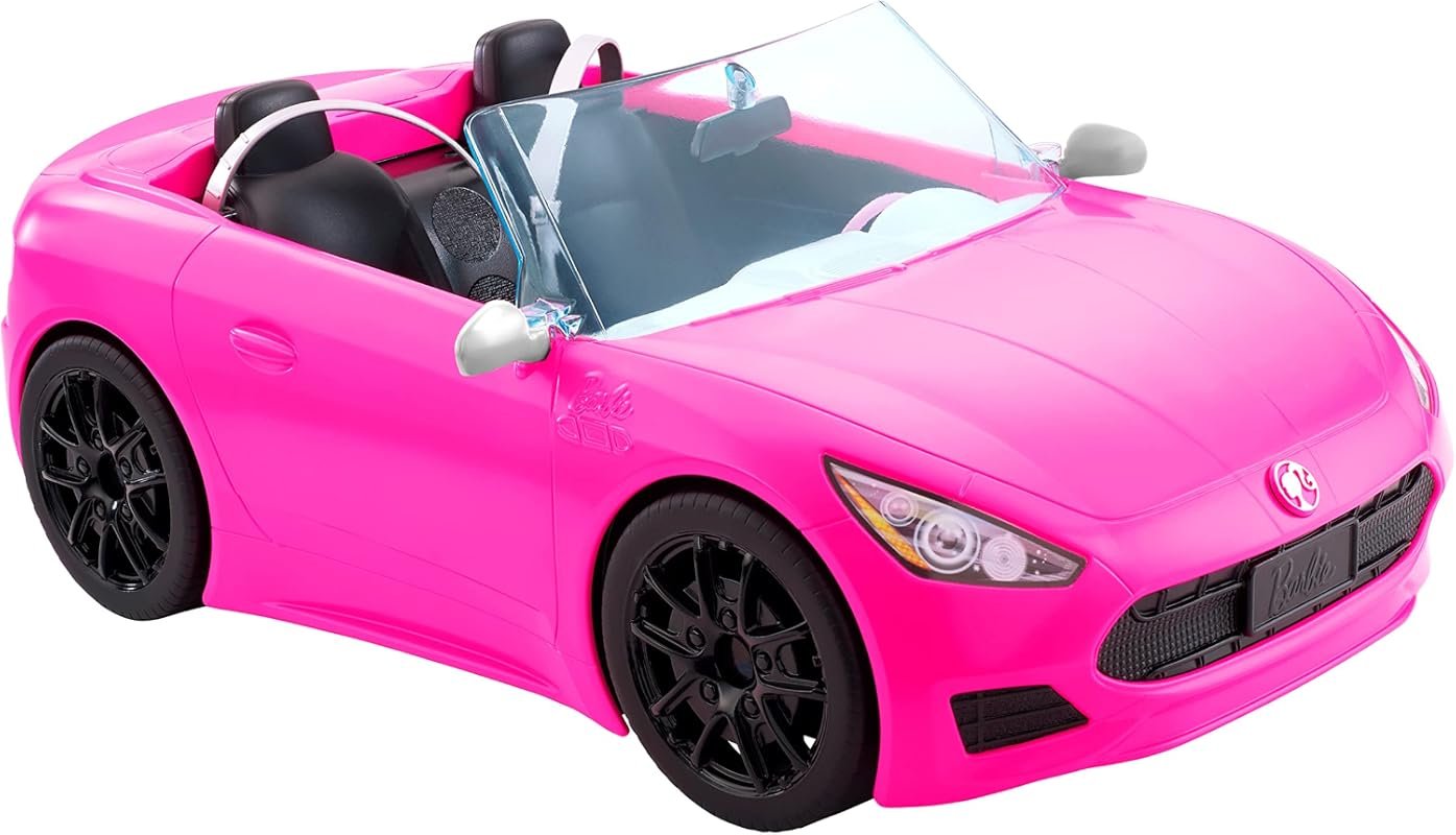 Barbie Convertible 2-Seater Vehicle - Pink Car with Realistic Details, Ideal Gift for Kids Aged 3-7
