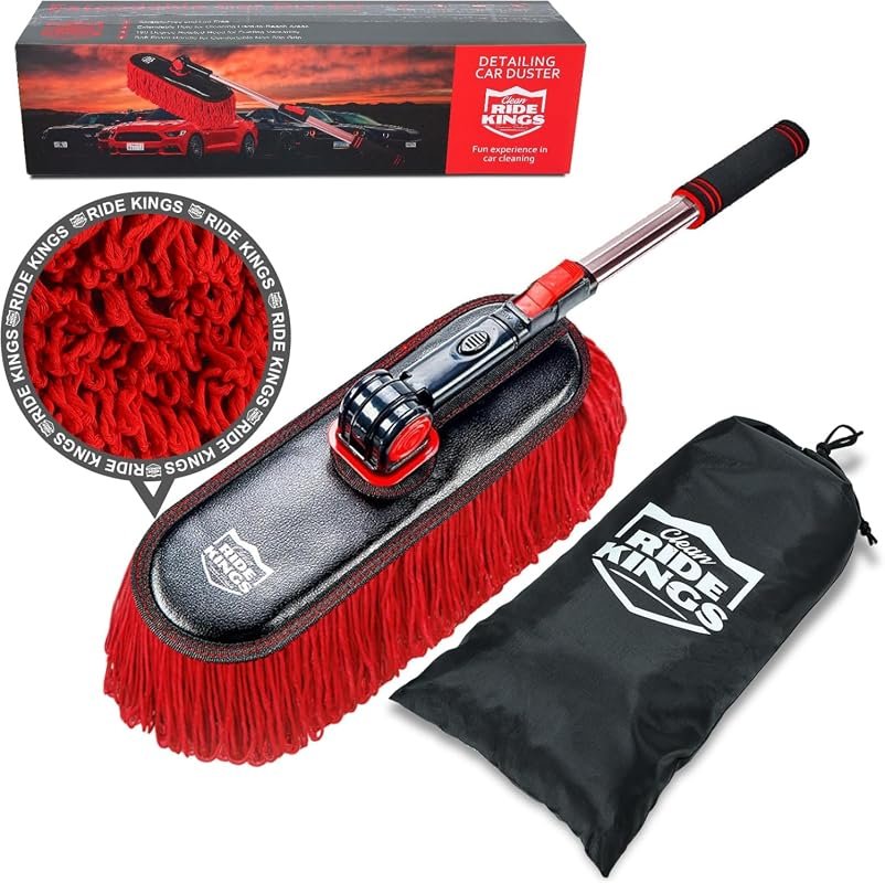 Scratch-Free Car Duster Kit with Extendable Handle for Trucks, SUVs, RVs, and Motorcycles