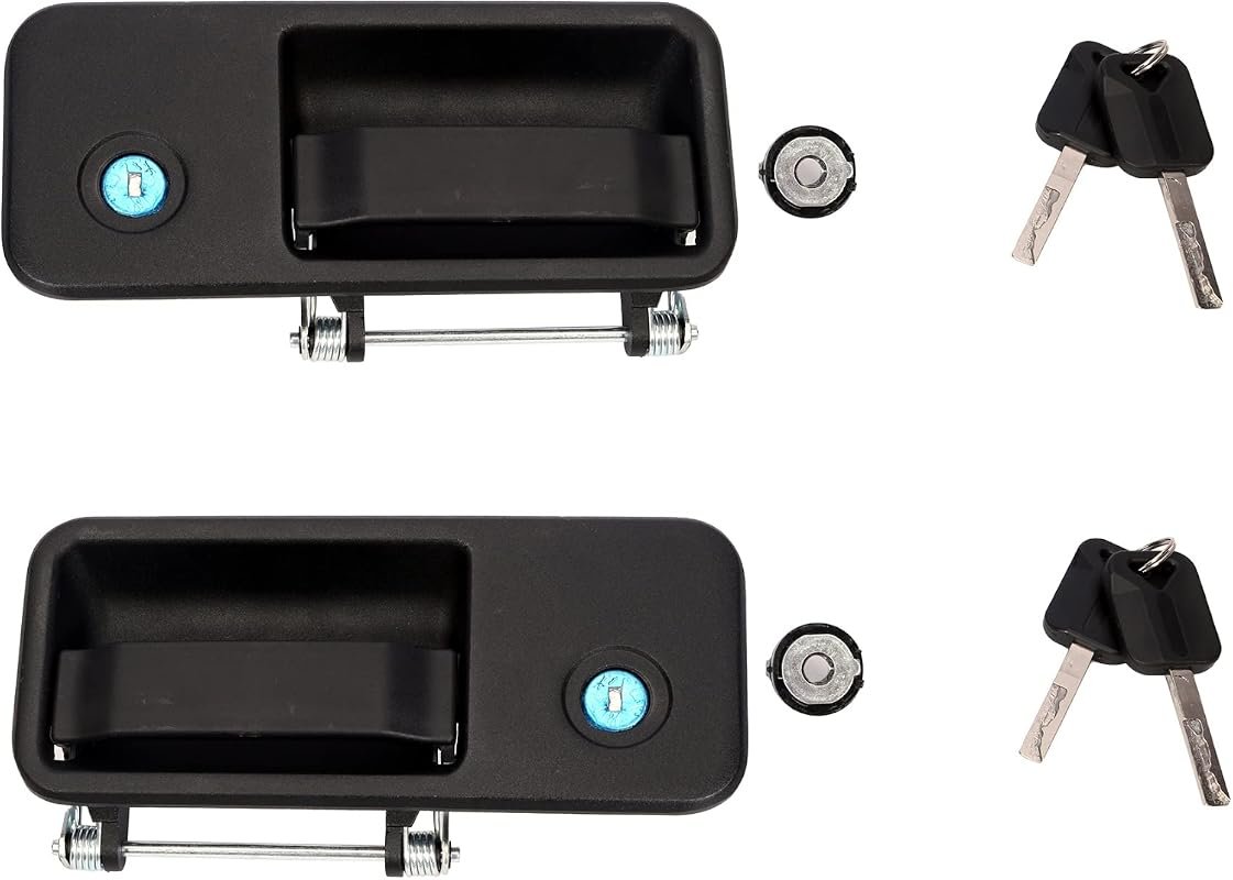 1Pair Durable Front Exterior Door Handle Set with Keys for Easy Replacement