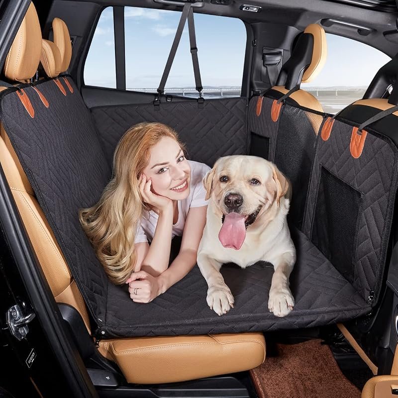 YJGF Hard Bottom Dog Car Seat Cover, Durable Seat Extender for Comfortable Dog Travel
