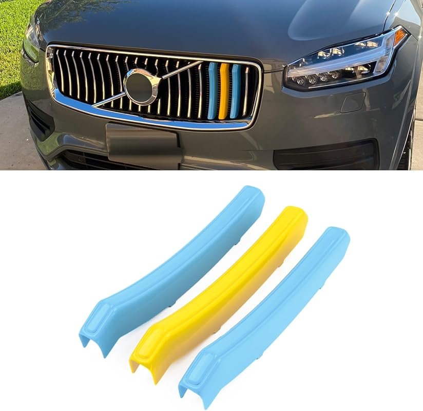 x xotic tech Sweden Flag Grille Insert Trims for Volvo XC90 LCI 2nd Gen 2020-Up