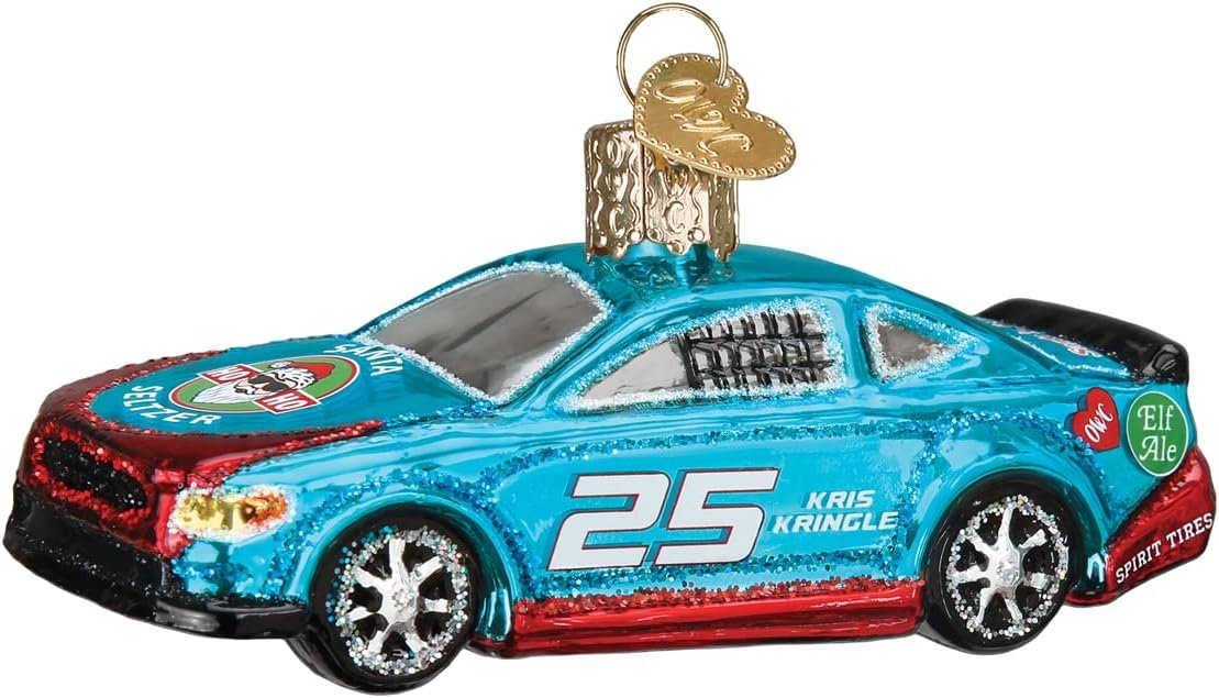 Old World Christmas Handcrafted Racing Sports Car Glass Ornament - Unique Holiday Decoration for Tree