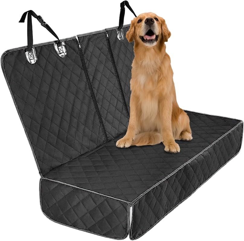 BESULEN Waterproof Dog Car Seat Cover - Black Back Seat Protector for Pets