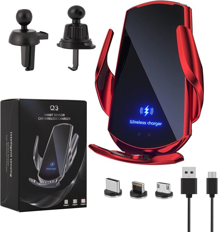 15W Wireless Car Charger Vent Mount with Auto-Clamping for Fast Charging