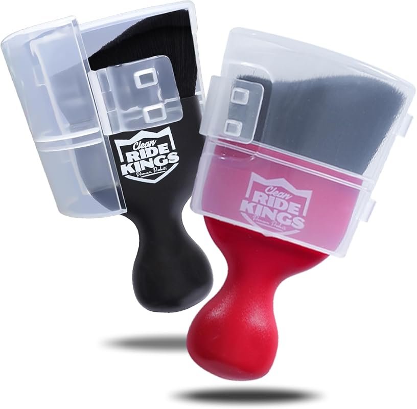 Car Interior Detailing Brush Set - Black & Red, 2 Pack for Effective Cleaning