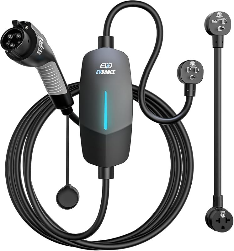EVDANCE Level 1&2 EV Charger - Portable Electric Vehicle Charger with 25FT Cable, ETL Listed for All EVs