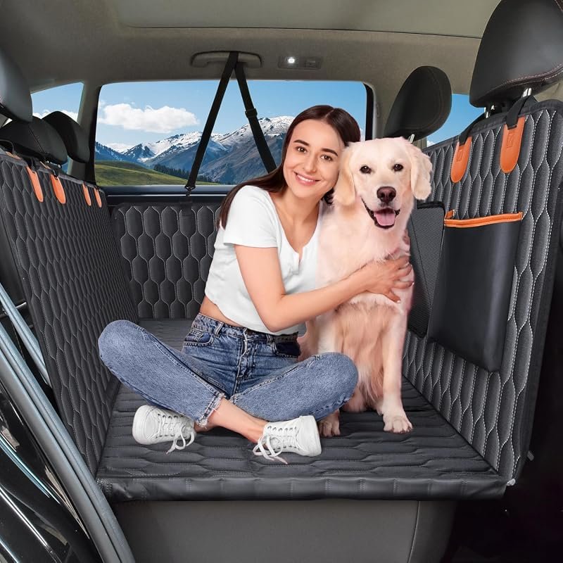 Chumajor L Waterproof Back Seat Extender for Dogs, Hard Bottom, Supports 400 lbs - Black