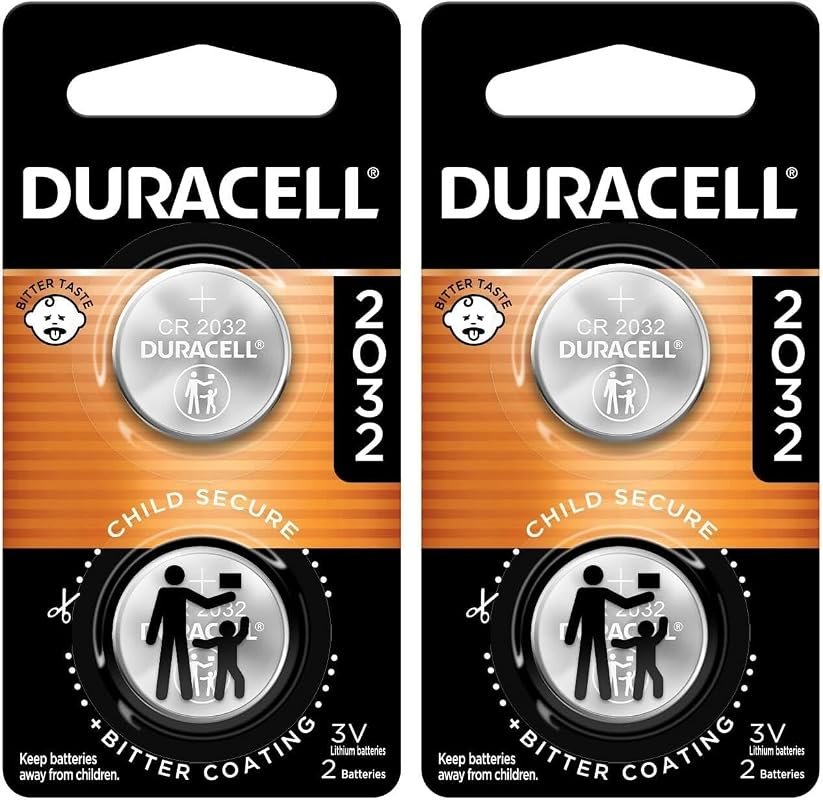 DURACELL CR2032 Lithium Coin Battery Pack with Child Safety Features - 2 Count