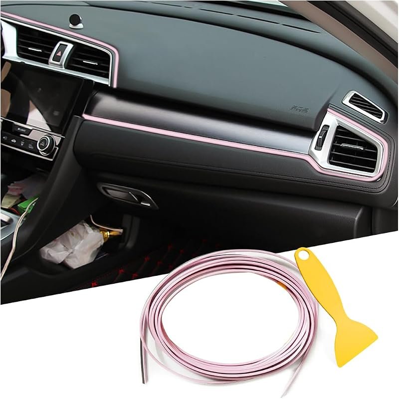 Osilly 33FT PVC Car Interior Moulding Trim in Pink for Customizable Decoration