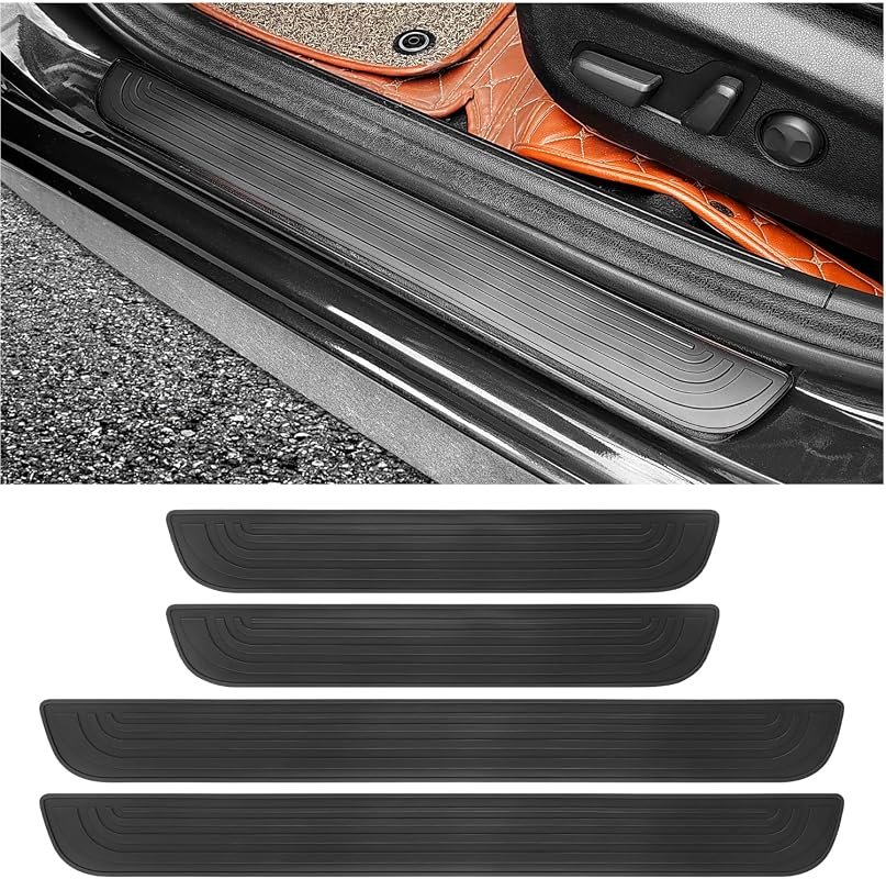 4PCS Car Door Sill Protectors - Anti-Scratch Rubber Edge Guards for Universal Vehicle Protection
