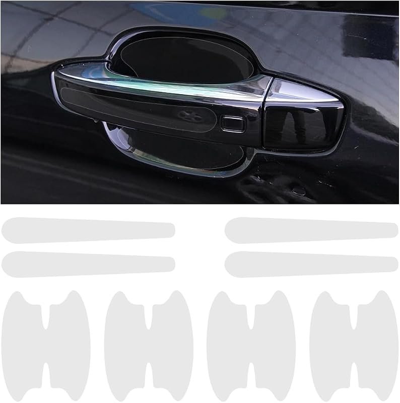 Bittwee 8 PCS Anti-Scratch Car Door Handle Stickers - Transparent, Protective, Soft Design for Vehicle Interiors