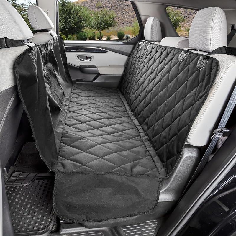 4Knines Heavy-Duty Dog Rear Seat Cover with Hammock Design and Mesh Window, Black for Ultimate Protection